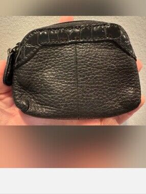 Brighton NWOT Black Leather Heart Accent Mini Coin Pouch NWOT